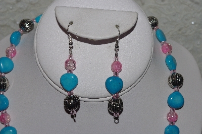 +MBAHB # One Of A Kind Blue & Pink Necklace & Earring Set"