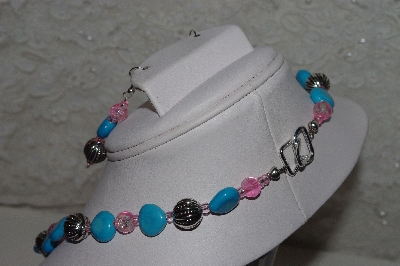 +MBAHB # One Of A Kind Blue & Pink Necklace & Earring Set"