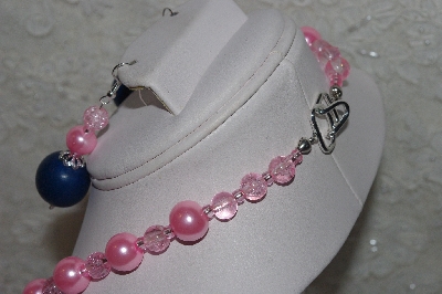 +MBAHB #00013-8428  "One Of A Kind Pink & Blue Bead Necklace & Earring Set"