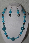 +MBAHB #00013-8452  "One Of A Kind Blue & Silver Bead Necklace & Earring Set"