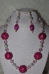 +MBAHB #00013-8583  "One Of A Kind Pink & White Bead Necklace & Earring Set"