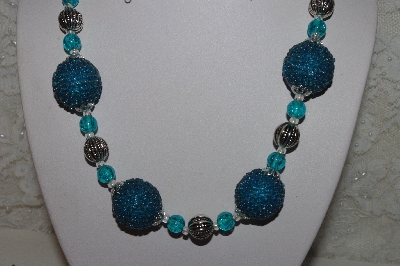 +MBAHB #00013-8481  "One Of A Kind Blue & Silver Bead Necklace & Earring Set"