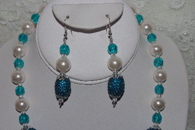 +MBAHB #00013-8506  "One Of A Kind Blue & Pale Pink Bead Necklace & Earring Set"
