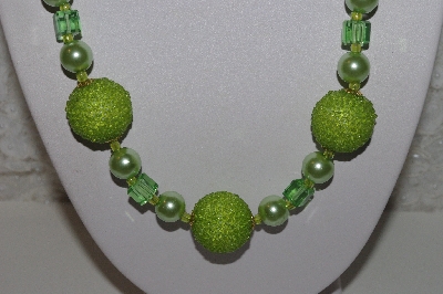 +MBAHB #00013-8518  "One Of A Kind Lime Green Bead Necklace & Earring Set"