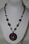 +MBAHB #00014-8846  "Clear, Black & Copper Folied Glass Bead Necklace"