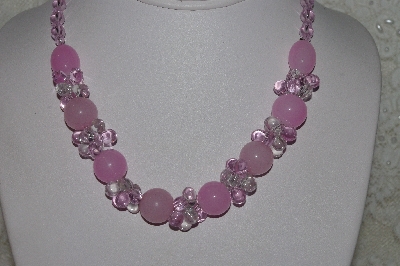 +MBAHB  #00014-8834  "Fancy Rose Quartz & Glass Bead Necklace"  