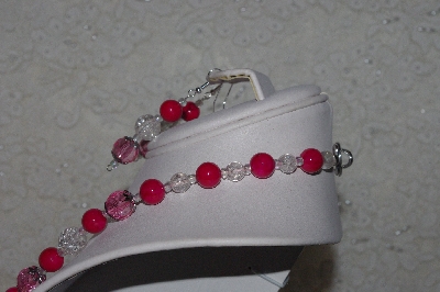 +MBAHB #00014-8715  "One OF A Kind Pink,Red & Clear Bead Necklace & Earring Set"