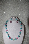 +MBAHB #00014-8707  "One OF A Kind Pink, Clear & Blue Bead Necklace & Earring Set"