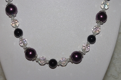 +MBAHB #00014-8662  "One Of A Kind Purple, Black & AB Bead Necklace & Earring Set"