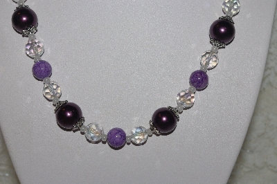 +MBAHB #00014-8657  "One Of A Kind Purple, Lavender And AB Bead Necklace & Earring Set"