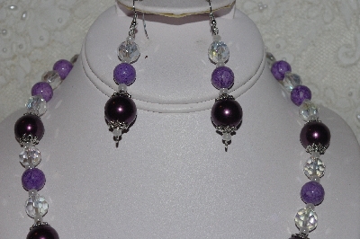 +MBAHB #00014-8657  "One Of A Kind Purple, Lavender And AB Bead Necklace & Earring Set"