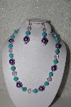 +MBAHB #00014-8652  "One Of A Kind Lavender, Blue & Pink Bead Necklace & Earring Set"