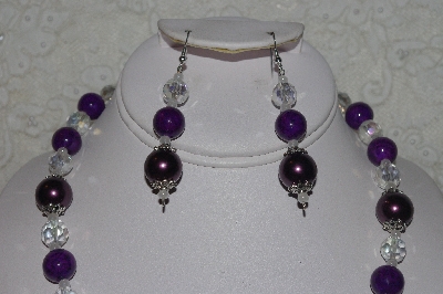 +MBAHB #00014-8647  "One Of A Kind Purple & AB Bead Necklace & Earring Set"
