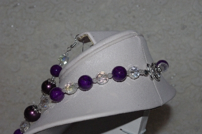 +MBAHB #00014-8647  "One Of A Kind Purple & AB Bead Necklace & Earring Set"