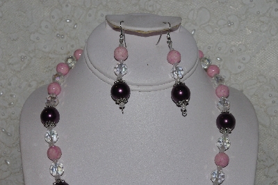 +MBAHB #00014-8757  "One Of A Kind Pink & Purple Bead Necklace & Earring Set"
