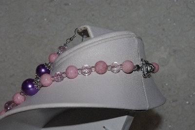 +MBAHB #00014-8731  "One Of A Kind Lavender & Pink Bead Necklace & Earring Set"