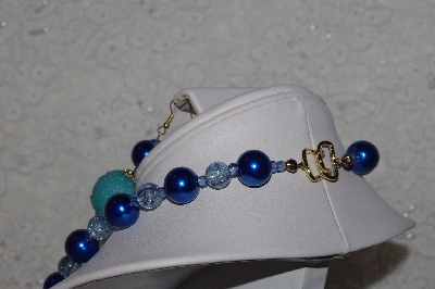 +MBAHB #00015-8969  "One Of A Kind Blue Bead Necklace & Earring Set"