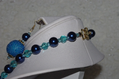 +MBAHB #00015-8957  "One Of A Kind Blue Bead Necklace & Earring Set"