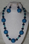 +MBAHB #00015-8957  "One Of A Kind Blue Bead Necklace & Earring Set"