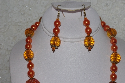 +MBAHB #00015-8945  "One Of A Kind Orange Bead Necklace & Earring Set"