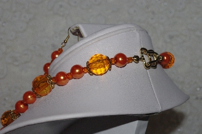 +MBAHB #00015-8945  "One Of A Kind Orange Bead Necklace & Earring Set"