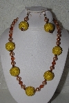 +MBAHB #00015-8895  "One Of A Kind Yellow, Champagne & Brown Bead Necklace & Earring Set"