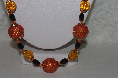 +MBAHB #00015-8883  "One OF A Kind Orange & Black Bead Necklace & Earring Set"