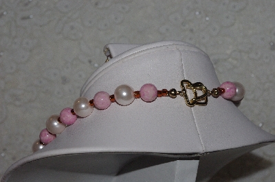 +MBAHB #00015-8914  "One Of A Kind Pink,Cream & Black Bead Necklace & Earring Set"