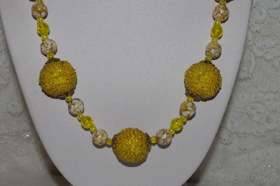 +MBAHB #00015-9029  "One Of A Kind Yellow Bead Necklace & Earring Set"