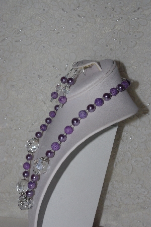 +MBAHB #00015-8998  "One Of A Kind Clear & Lavender Bead Necklace & Earring Set"