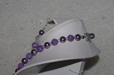 +MBAHB #00015-8998  "One Of A Kind Clear & Lavender Bead Necklace & Earring Set"