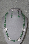 +MBAHB #00015-8992  One Of A Kind Green & Clear Bead Necklace & Earring Set"