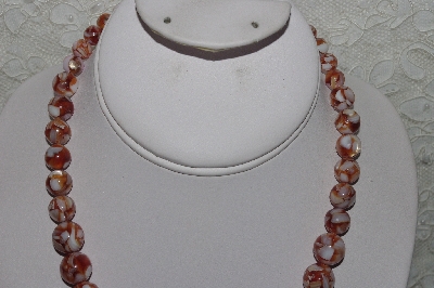 +MBAMG #00016-085  "Brown Mother Of Pearl Resin Ball Bead Necklace"