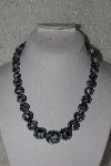 +MBAMG #00016-0095   "Black Mother Of Pearl & Resin Ball Bead Necklace & Earring Set"