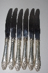 +MBAMG #00016-0169  "Vintage Set Of 6 Nickle Silver Pink Rose No 5542 Dinner Knives"