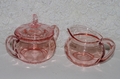 +MBAAC #01-9446  "Vintage Pink Glass Cream & Sugar Set"