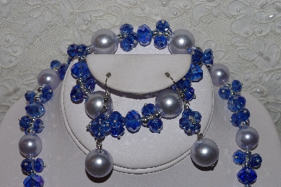 +MBAAC #01-9411  " Light Blue Fancy Faceted Crystal Bead & Acrylic Pearl 3 Piece Set"