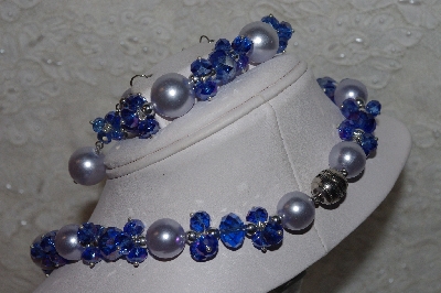 +MBAAC #01-9411  " Light Blue Fancy Faceted Crystal Bead & Acrylic Pearl 3 Piece Set"