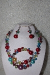 +MBAAC #01-9391  "Multi Colored AB Crystal & Acrylic Pearl 3 Piece Set"