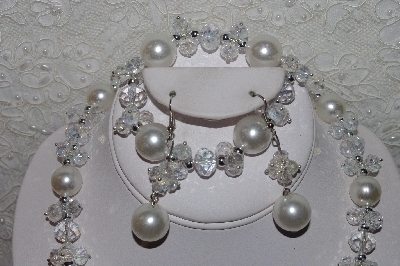 +MBAAC #01-9402  "Clear AB Crystal & White Acrylic Pearl 3 Piece Set"