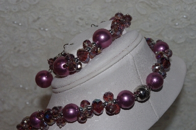 +MBAAC #01-9398  "Purple AB Crystal & Acrylic Pearl 3 Piece Set"