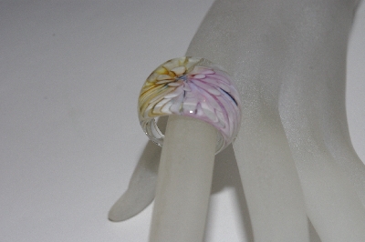 +MBAAC #01-9524  "Fancy Floral Art Glass Ring"