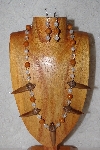 +MBAAC #02-9669  "Valley Oak Acorns & Brown & Clear Glass Bead Necklace & Earring Set"