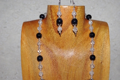 +MBAAC #02-9680  "Valley  Oak Acorn Beads & Clear & Black Bead Necklace & Earring Set"