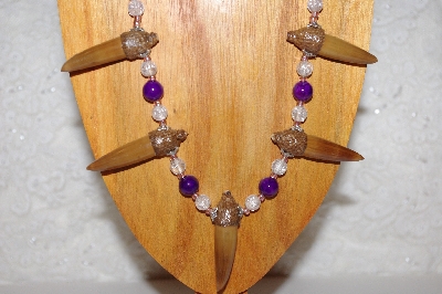+MBAAC #02-9700  "Valley Oak Acorn Bead, Clear & DK Purple Bead Necklace & Earring Set"