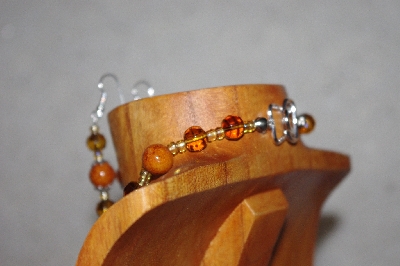+MBAAC #02-9715  "Valley Oak Acorn Beads, Honey & Brown Bead Necklace & Earring Set"