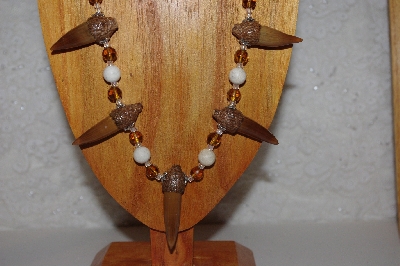 +MBAAC #02-9720  "Valley Oak Acorn Beads,Honey & White Bead Necklace & Earring Set"