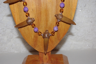 +MBAAC #02-9730  "Valley Oak Acorn Beads, Honey & Lavender Bead Necklace & Earring Set"