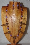 +MBAAC #02-9730  "Valley Oak Acorn Beads, Honey & Lavender Bead Necklace & Earring Set"