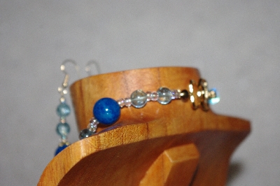 +MBAAC #02-9740  "Valley Oak Acorn Beads & Blue Bead Necklace & Earring Set"